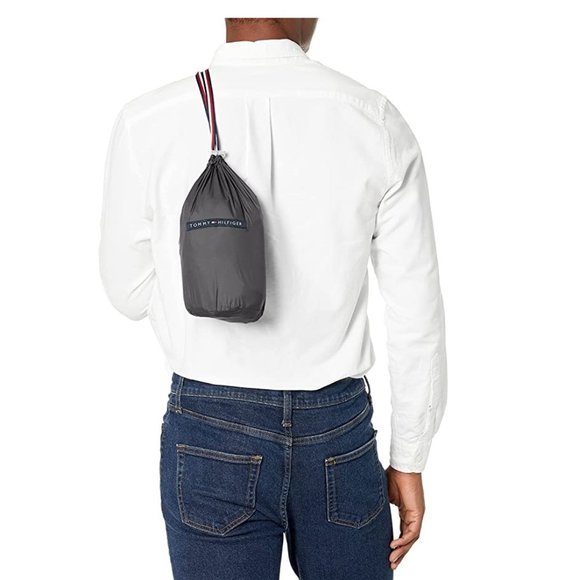 NWT Tommy Hilfiger Mens Packable Down Puffer Jacket Size S Carbon $185 i302 - Picture 3 of 3